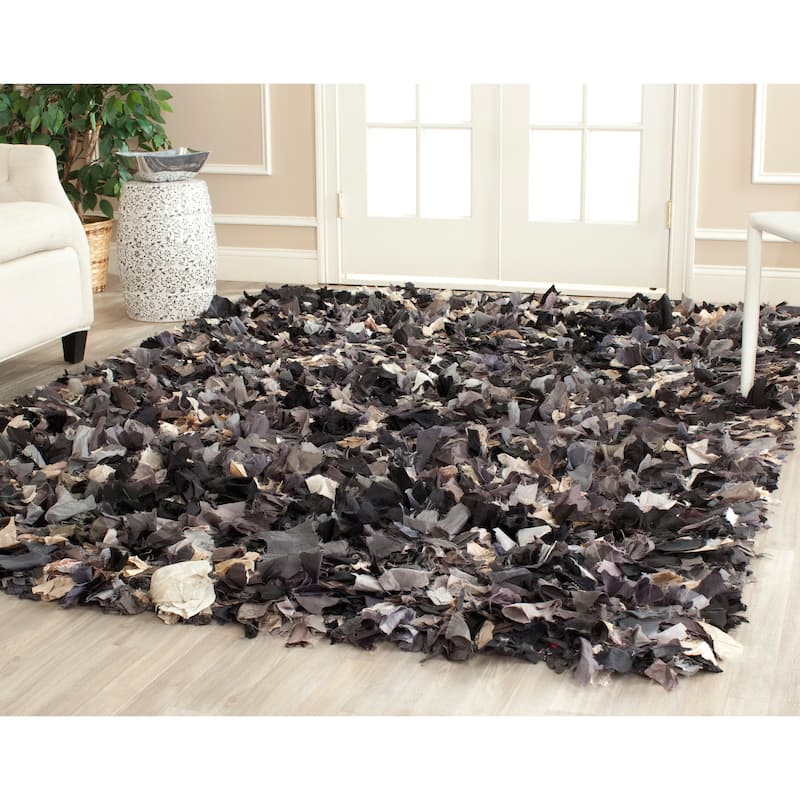 SAFAVIEH Handmade Rio Shag Chihoko 3.5-inch Extra Thick Decorative Rug - 4' x 6' - Dark Grey/Multi