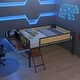 preview thumbnail 19 of 33, Full Size Multifunctional Storage Design Single Metal Loft Bed with Rectangular Desk and Lamp Black+Brown