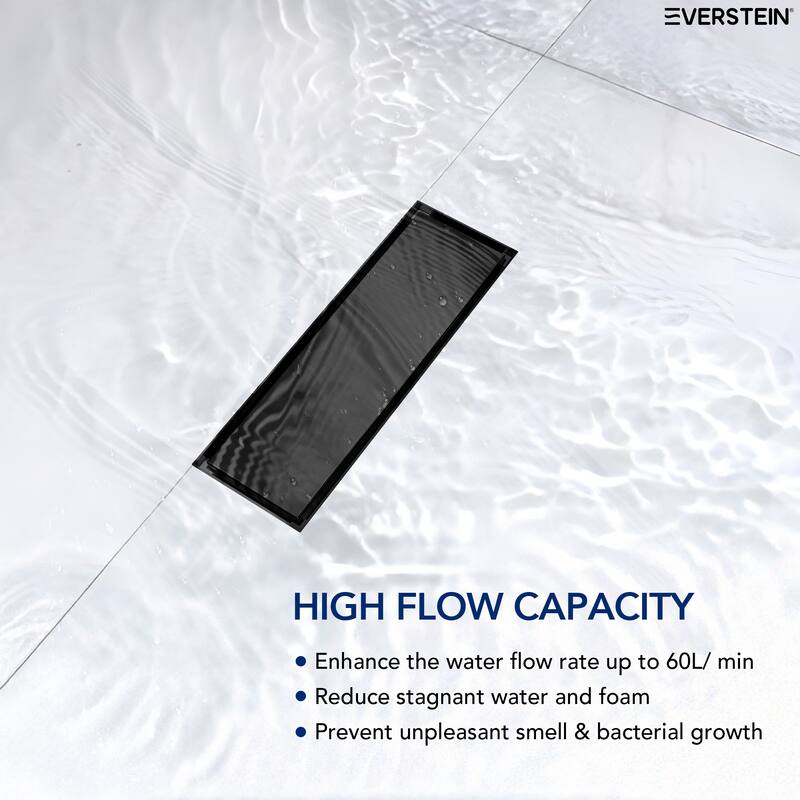 12-inch Linear Shower Drain With Solid Cover in Stainless Steel