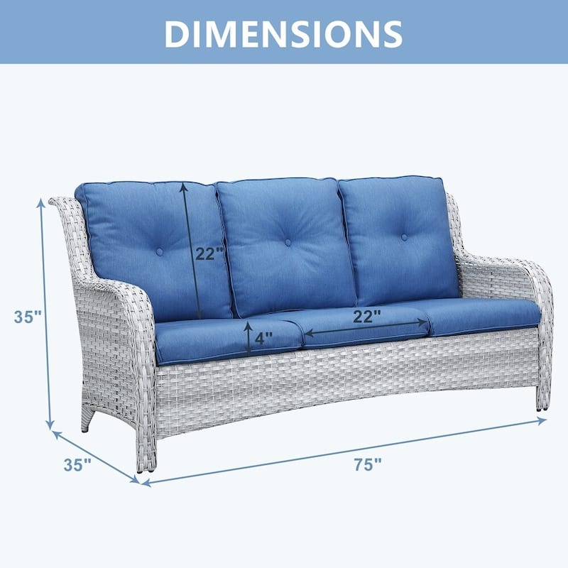 Gymojoy Outdoor Sofa Chair Ottoman Seating with Cushions