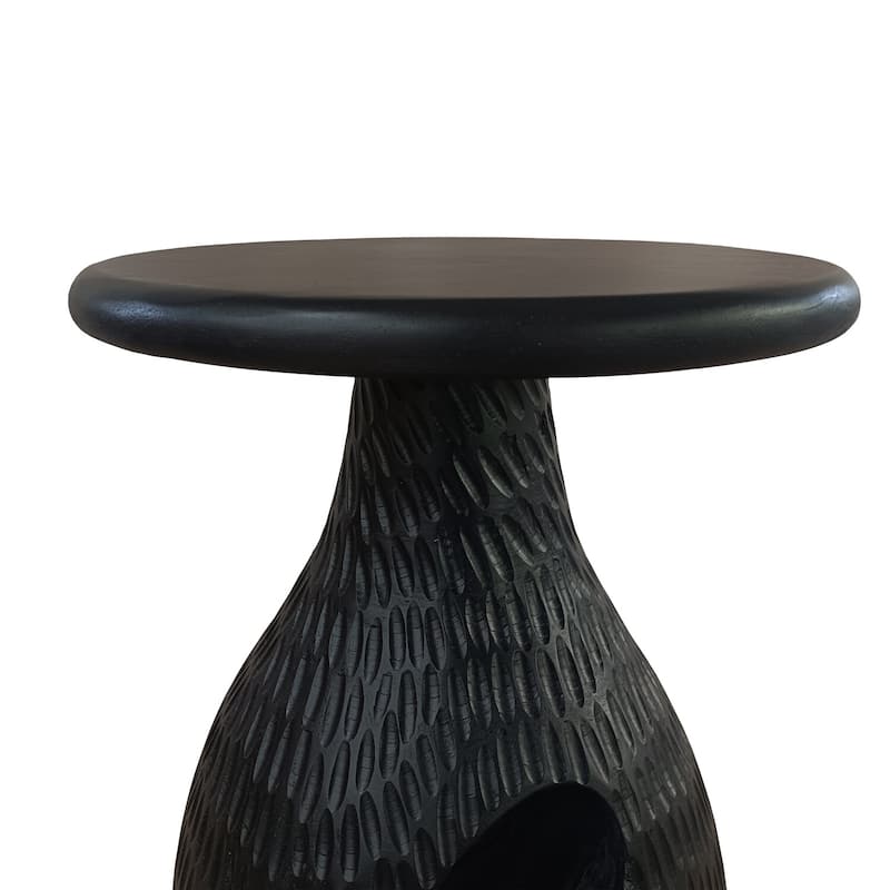 13.7 in. Black Round Wood End Table, Sturdy Build End Side Table for Living Rooms