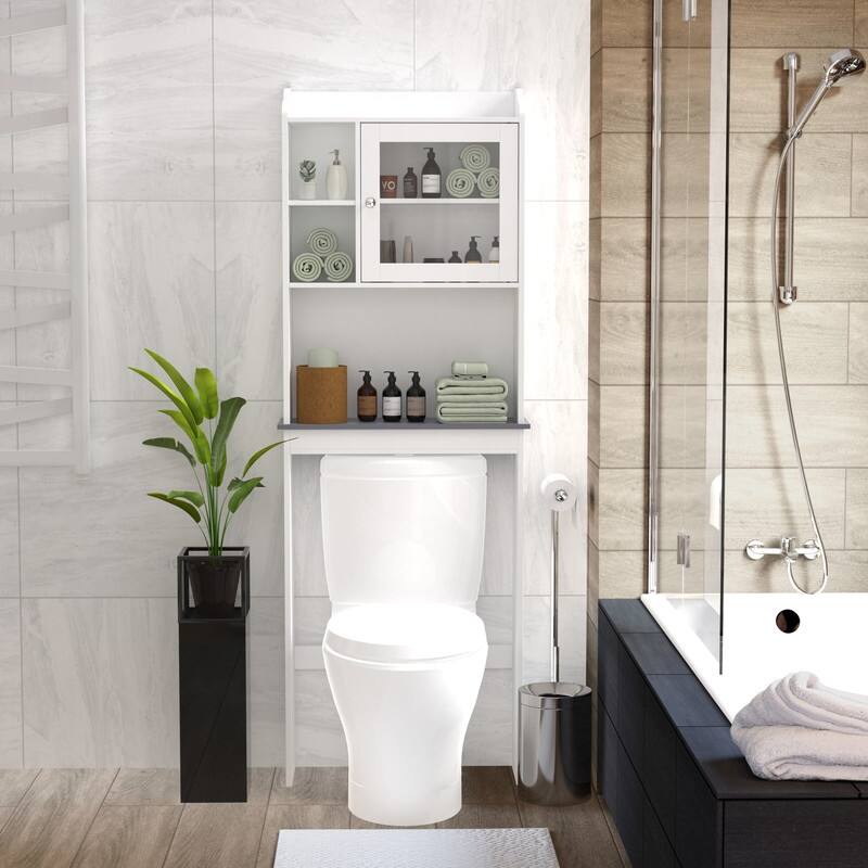 Over The Toilet Space Saver Organization Wood Bathroom Storage Cabinet