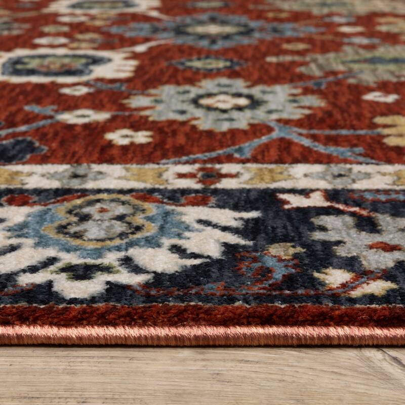 Esme Traditional Floral Blue/ Multi Area Rug - 2' 3" x 7' 6" - Rust Red/ Blue - Runner