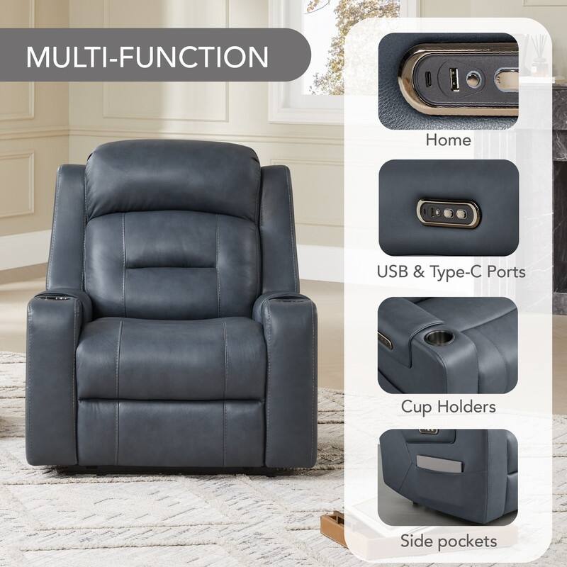 Anya Power Genuine Leather Recliner Chair Lay Flat Recliner