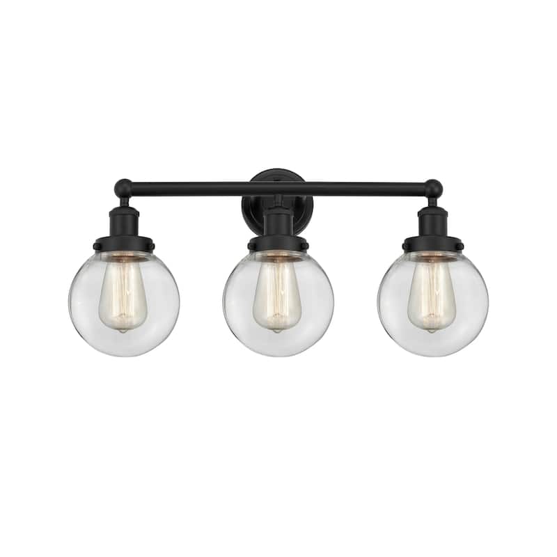 Innovations Lighting 616-3W-10-25 Beacon Vanity Beacon 3 Light 25" - Matte Black / Clear