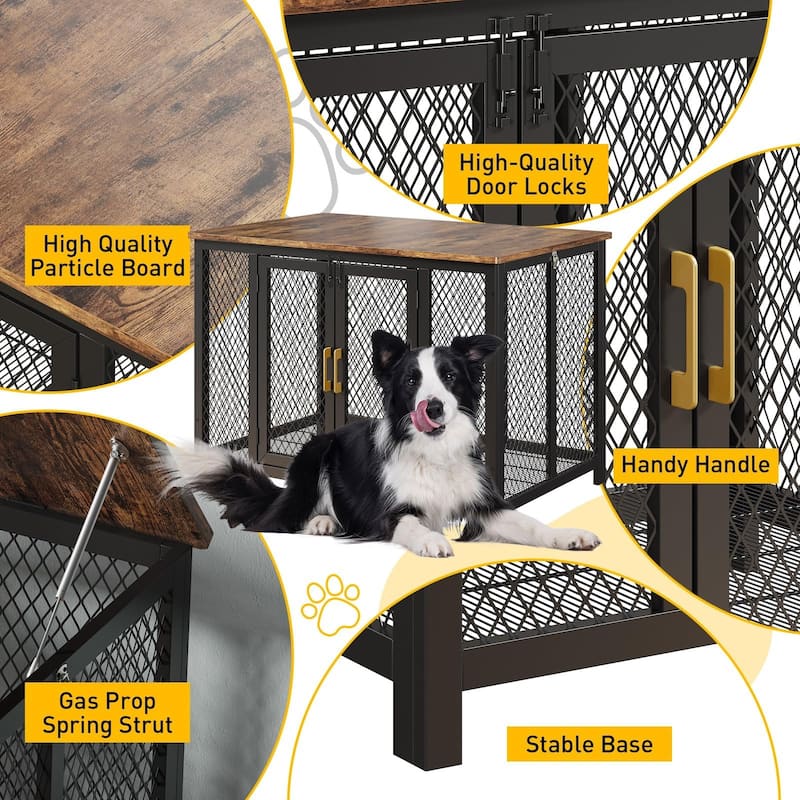 Large Dog Crate Furniture with Top Opening, End Table Design