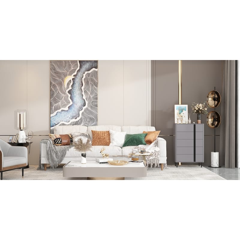 5-Drawer Modern Wooden Dresser with Adjustable Metal Legs