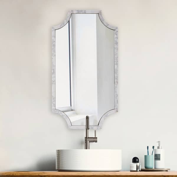 slide 2 of 9, Allan Andrews Rectangular Wall Mirror with Scalloped White Marble Frame - 36"H x 20"W