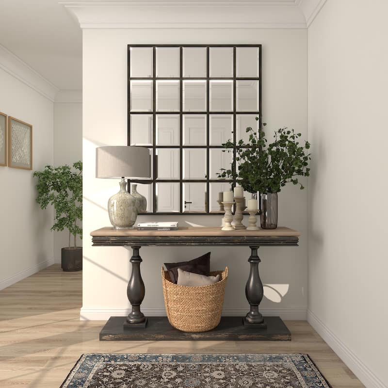 Seagrass Handmade Large Woven Decorative and Functional Storage Basket with Handles - Brown, White, Black