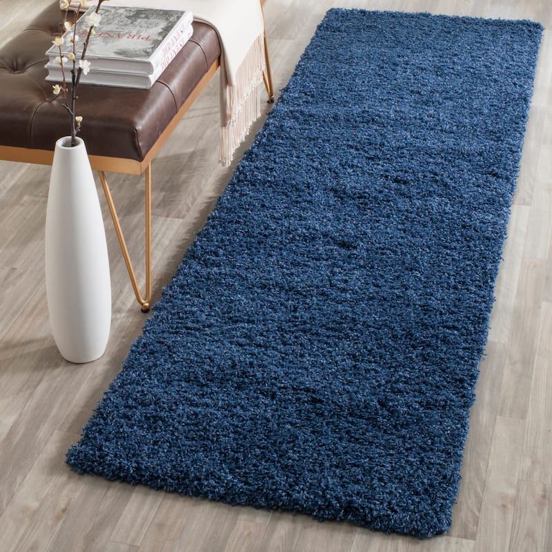 SAFAVIEH Laguna Shag Verdiana Solid Color 2-inch Thick Rug. - 2'3" x 8' Runner - Blue - Runner