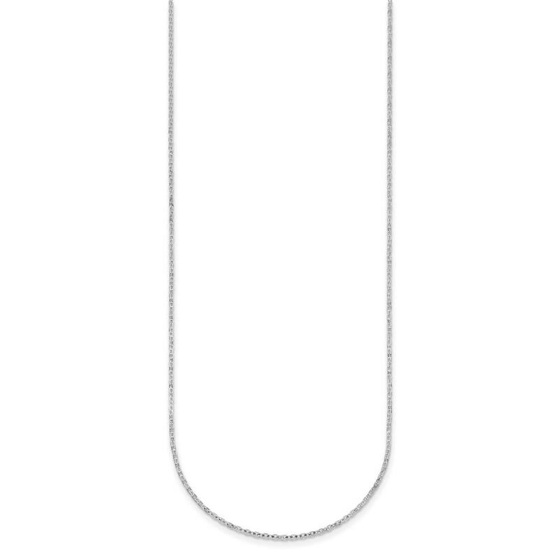 Curata Italian 14k White Gold 1.3mm Diamond Cut Fancy Chain Necklace (Lobster)