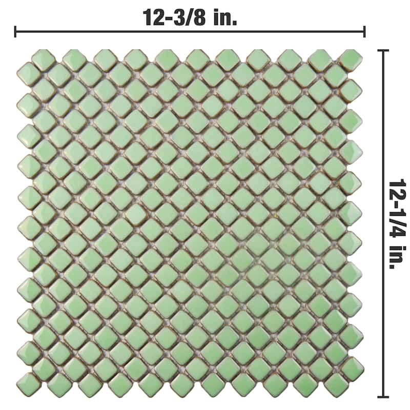 Merola Tile Hudson Diamond Light Green 12-1/4" x 12-3/8" Porcelain Floor and Wall Tile