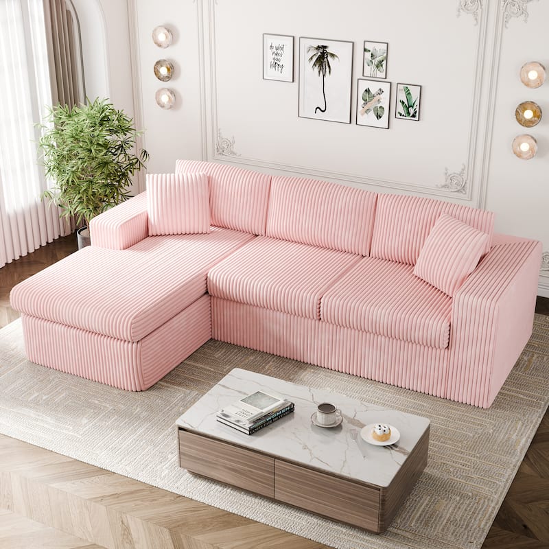 Futzca No-Assembly Modular Sofa, Corduroy Couch with High-Density Foam