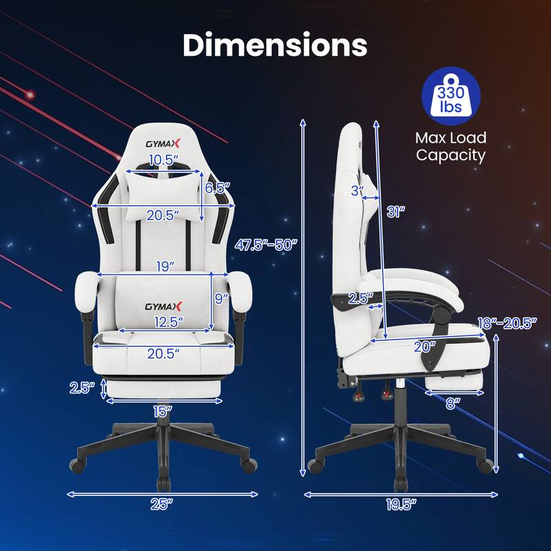 Gymax Gaming Chair w/ Headrest Reclining Backrest Lumber Support