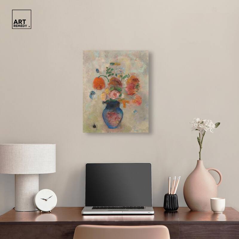 Vase with Flowers 1990 Canvas by Art Remedy, Gallery Wrapped