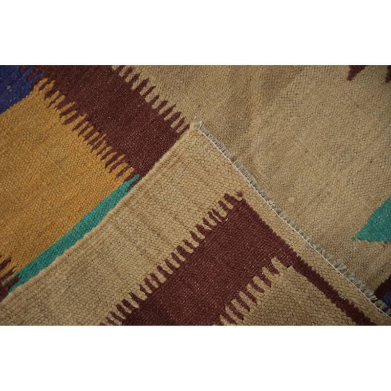 Hand Woven Oriental 100% Wool Carpet Southwestern Tribal Multi-Colored Kilim Area Rug - 9' 9'' X 9' 9''
