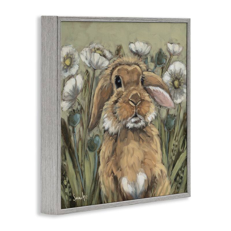 Stupell Rabbit in Poppy Garden Framed Giclee Art Design By Sara G. Designs