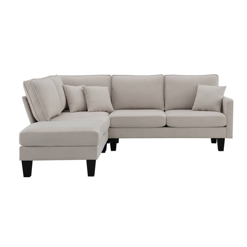 Terrycloth Modern Sectional Sofa,5Seat Practical Couch Set with Chaise