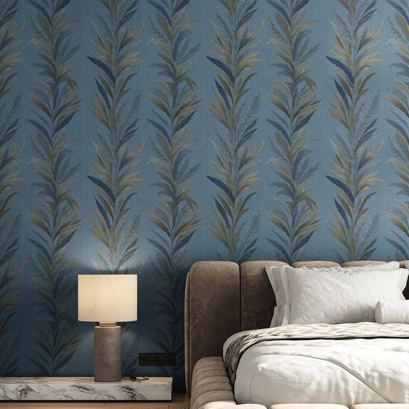 Galerie Wallcoverings Ornamenta Collection Leaf Flourish Shimmer Finish Vinyl on Non-woven Wallpaper Roll