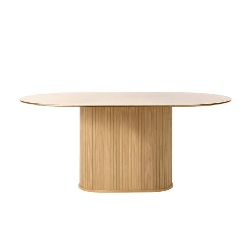 Rye Studio Nicola Mid-Century Modern Pedestal Dining Table - Oval - Natural Oak