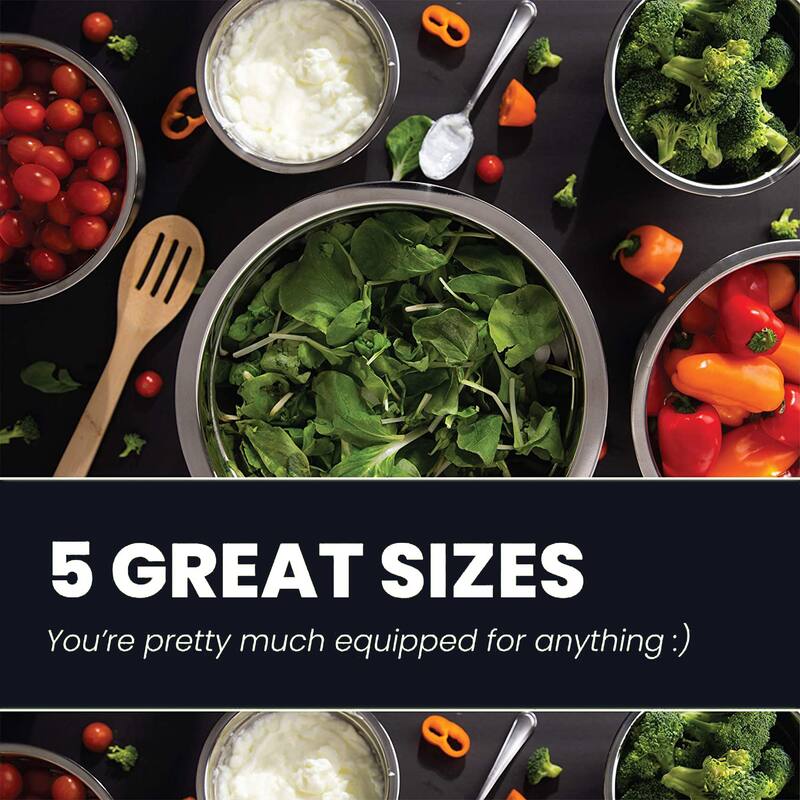 Heavy Duty Meal Prep Stainless Steel Mixing Bowls Set with Lids
