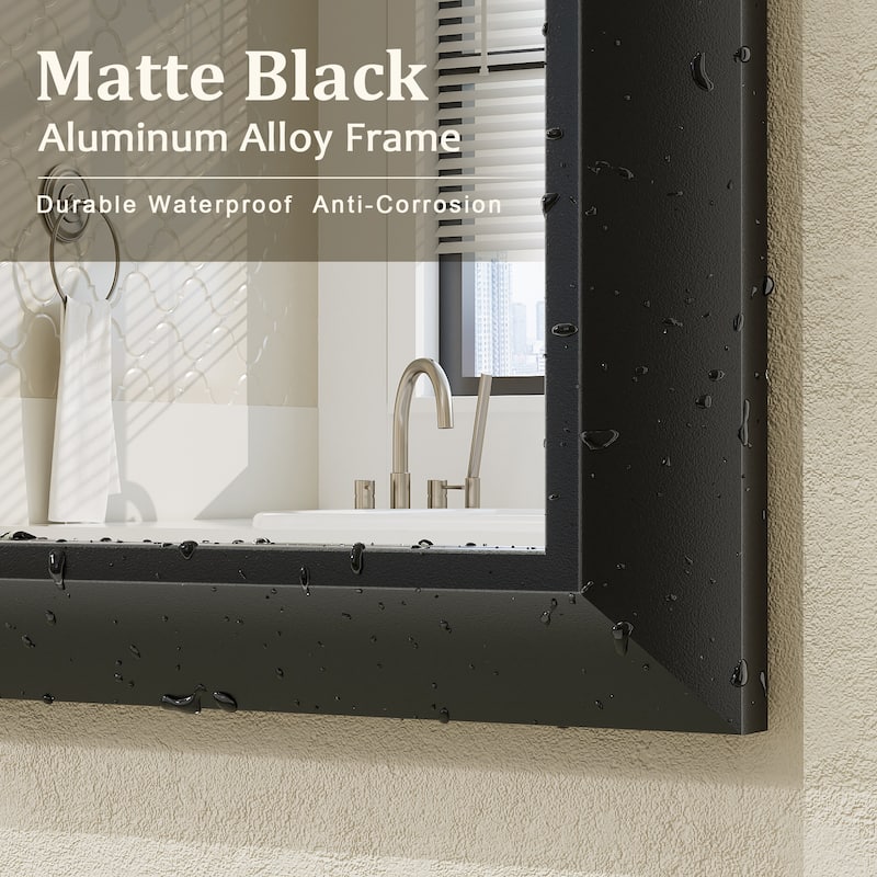 Beveled Metal Rectangle Framed Bathroom Vanity Tempered Glass Mirrors