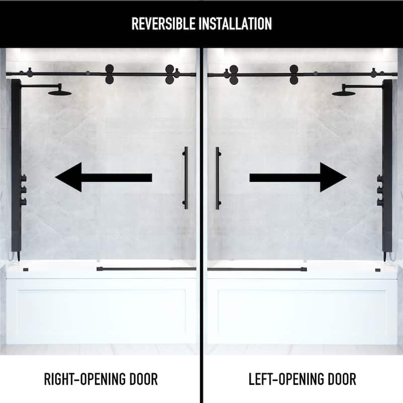 VIGO Elan 56" to 60" W x 66" H Frameless Sliding Tub Door