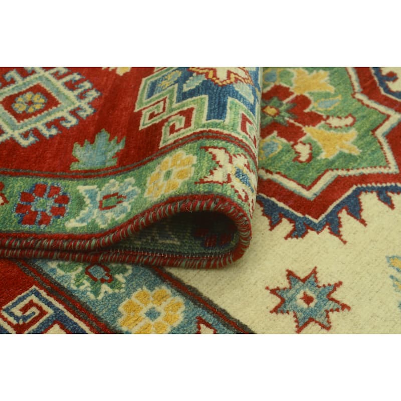 Noori Rug Kazak Clyftun Ivory/Red Rug - 6'6" x 9'6"