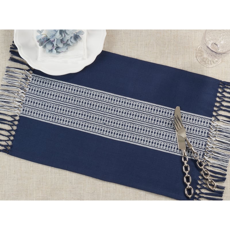 Cotton Placemats With Stripe Design - 14"x20"