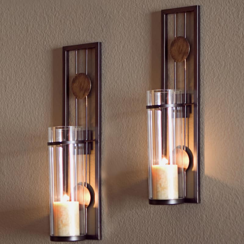 Contemporary 2-piece Metal Candle Sconce Set