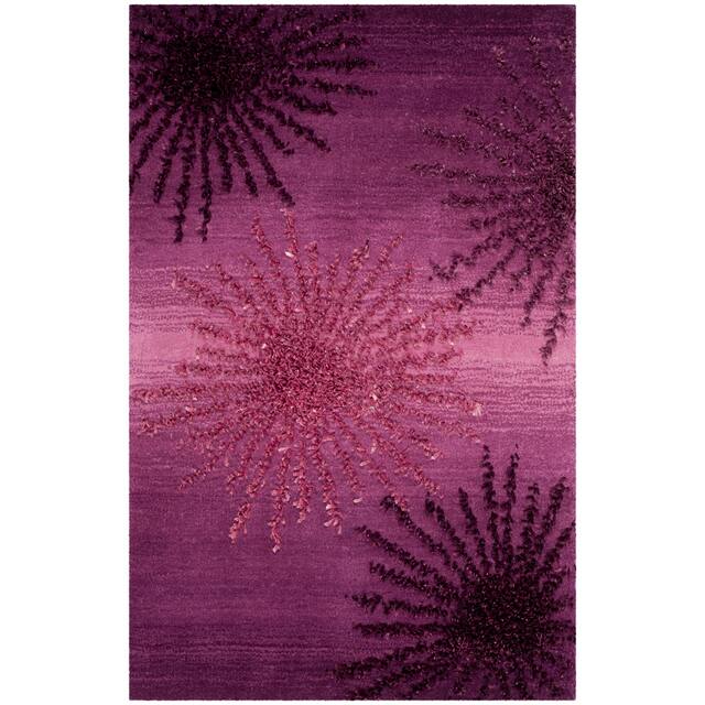 SAFAVIEH Handmade Soho Miyase Modern Burst New Zealand Wool Rug - 2' x 3' - Purple