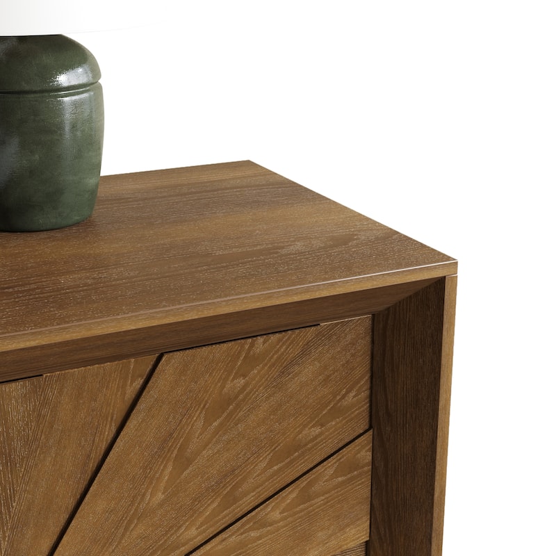 GDFStudio - Sunridge Farmhouse Rustic Wooden Credenza Storage Cabinet with Sunburst Doors