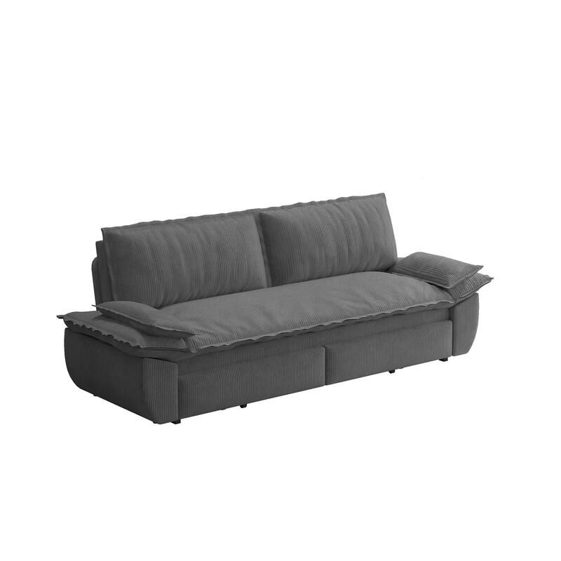 3 in 1 Pull Out Couch, 73.2" Corduroy Sofa Bed, Convertible Loveseat Sleeper Sofa for Living Room, Upholstered Couch Bed