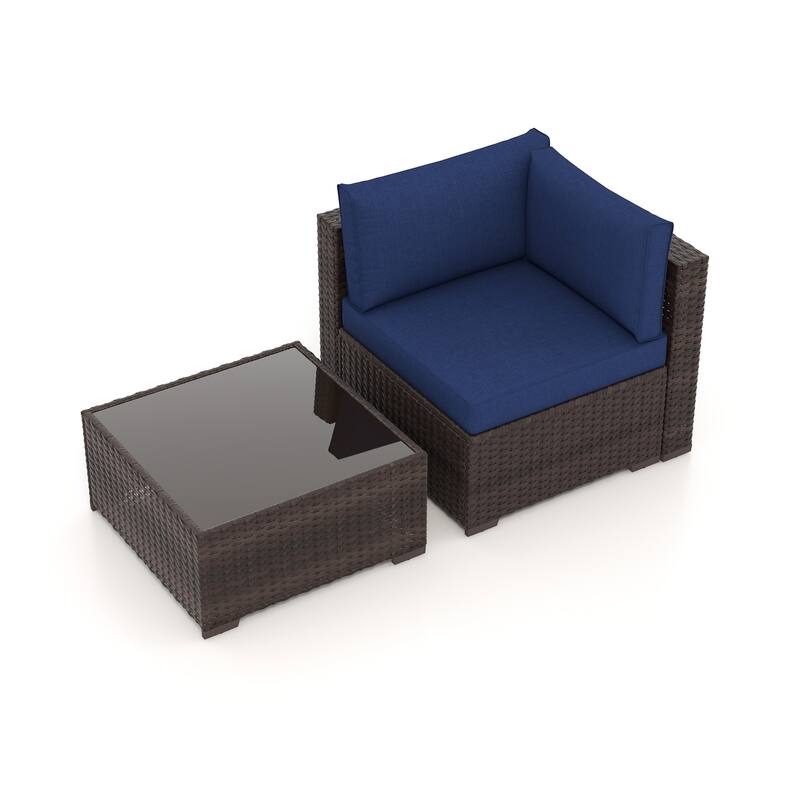 Outdoor 2-Piece Wicker Sofa Set