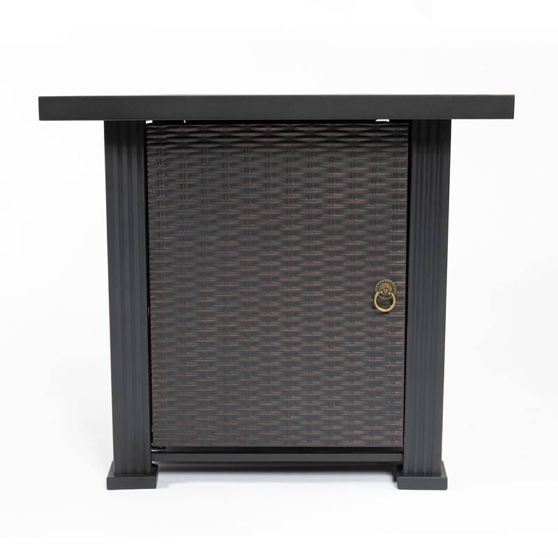 28" Propane Gas Fire Pit Table, 50000 BTU Square Steel Fire Pit