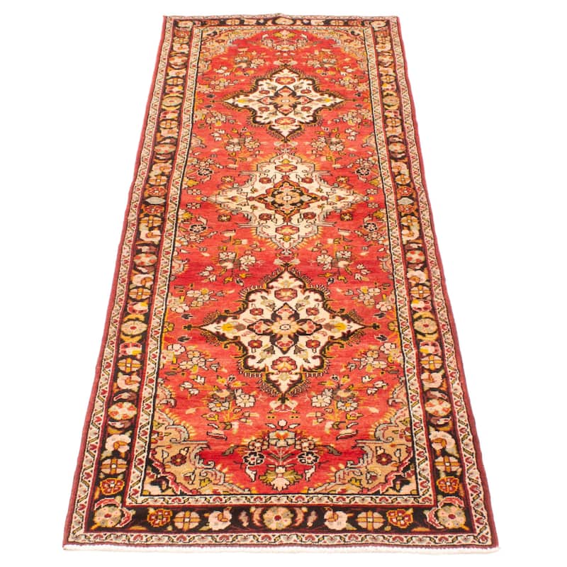 ECARPETGALLERY Hand-knotted Andelz Red Wool Rug - 3'4 x 9'11