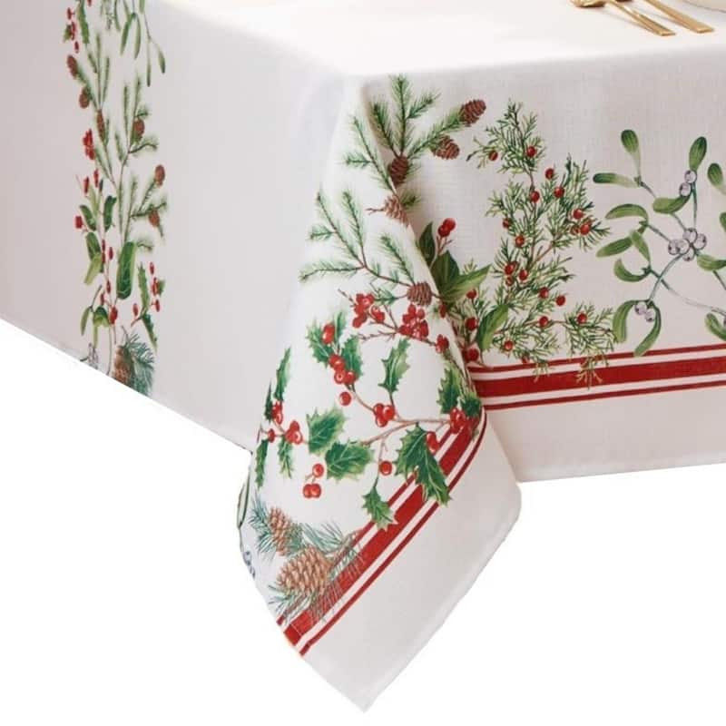 Winter Holiday Berry Fabric Tablecloth
