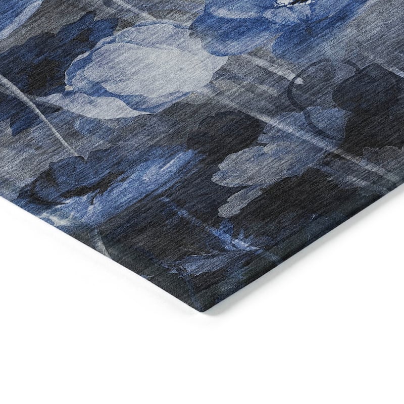 Machine Washable Indoor/ Outdoor Chantille Modern Floral Rug