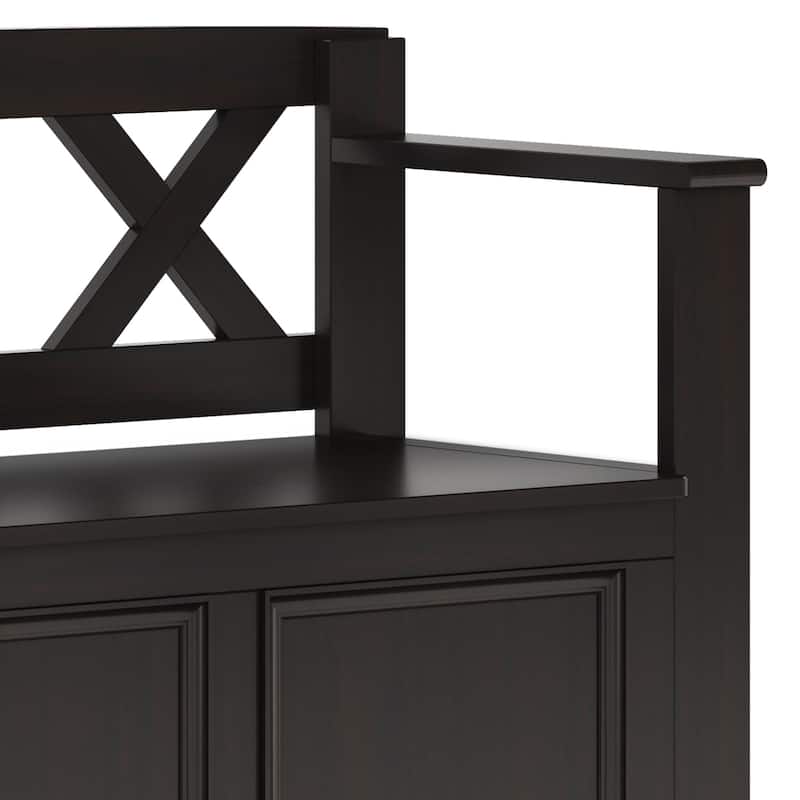 WYNDENHALL Halifax SOLID WOOD 36 inch Wide Transitional Small Entryway Storage Bench -  17"D x 36" W x 27.8"H