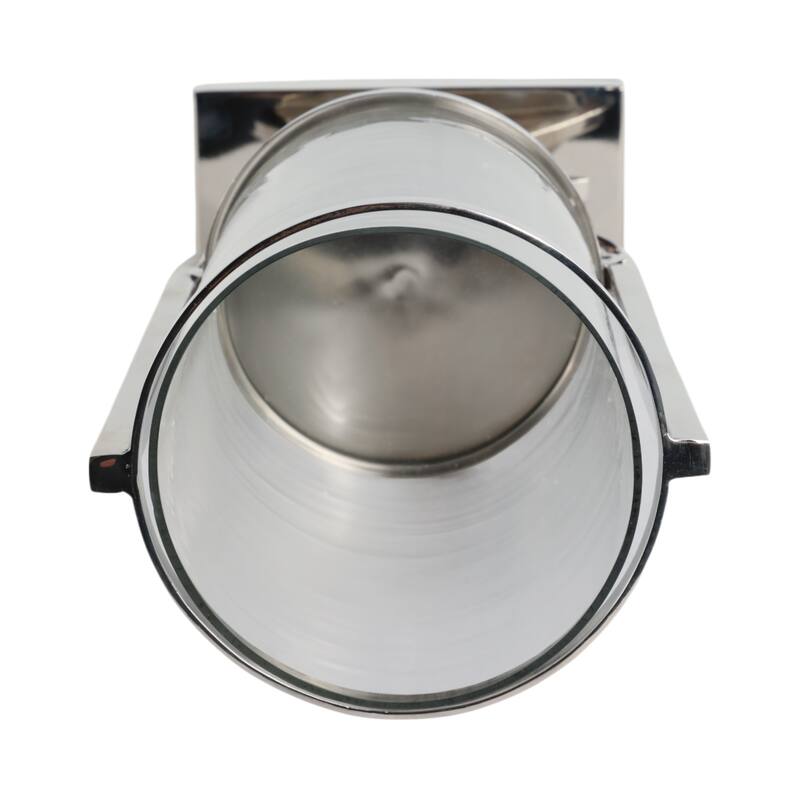 Modern Glass Pillar Candle Holder Decorative Lantern with Steel Frame