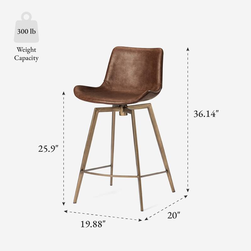 Maven Lane Victor Metal & Vegan Leather Kitchen Dining Stool