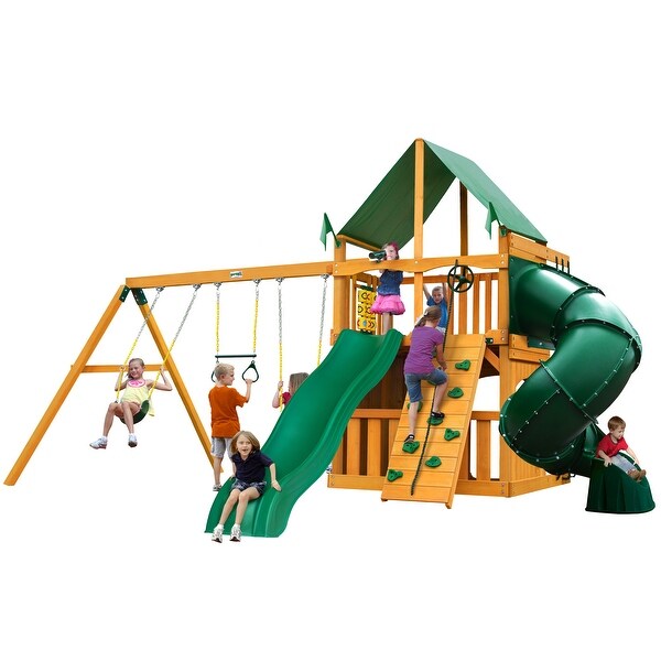 Gorilla Playsets Mountaineer Clubhouse Cedar Swing Set and Natural