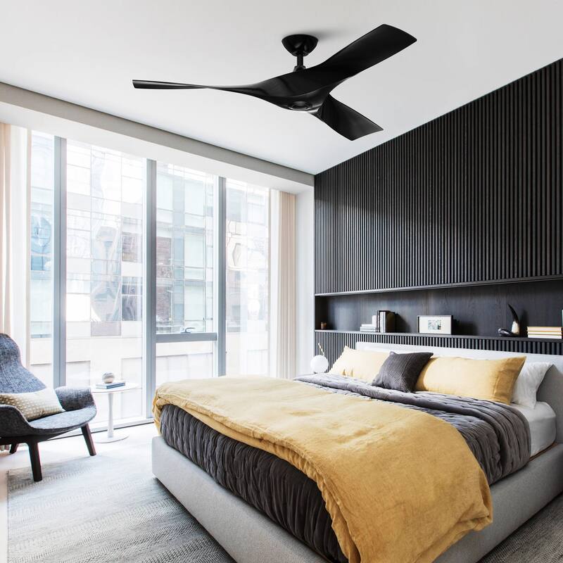 52-in Black/ Brown Modern Downrod Ceiling Fan with Remote Control