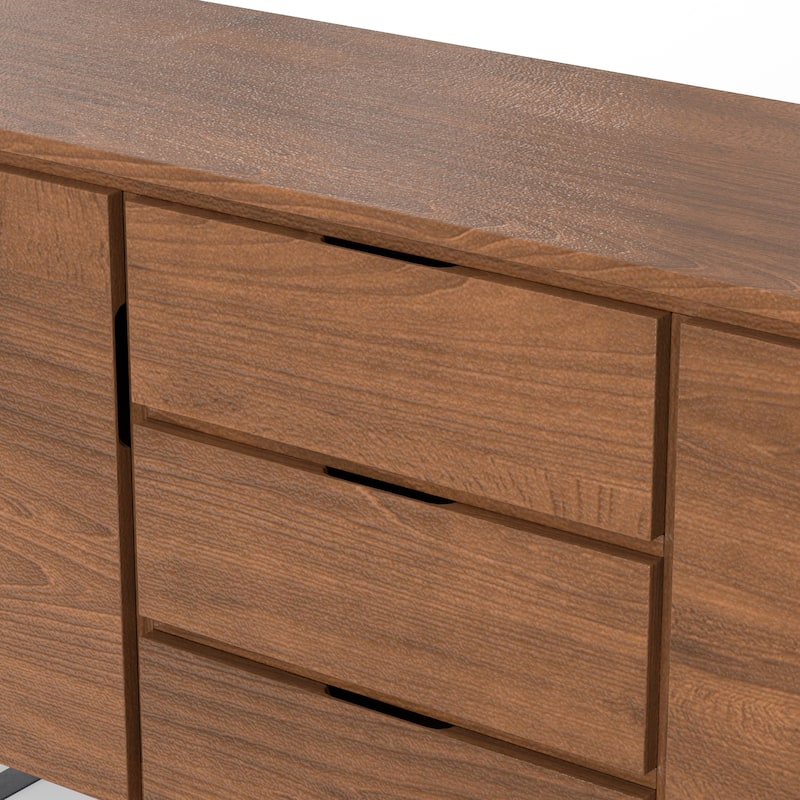 WYNDENHALL Mitchell Metal 60 inch Wide Rectangle Modern Industrial Sideboard Buffet in OAK WOOD - 60'' x 17'' x 30