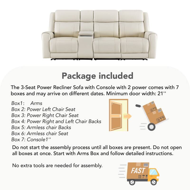 Spruce & Spring Leo Power Wall Hugger Reclining Sofa with Multi-Function Console