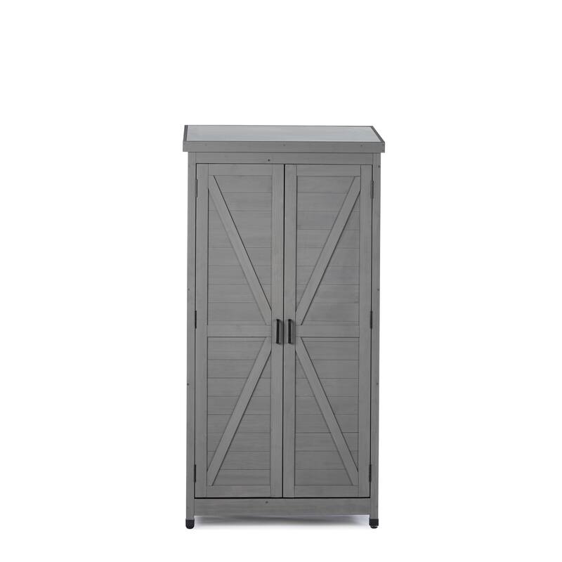 CUSchoice 68 Inches Outdoor Garden Storage Shed with Metal Top - 68 Inches