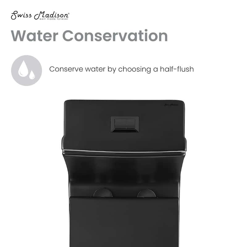 Concorde One Piece Square Toilet Dual Flush In Matte Black, Black Hardware 1.1/1.6 Gpf - 26.05" x 14" 29.25"