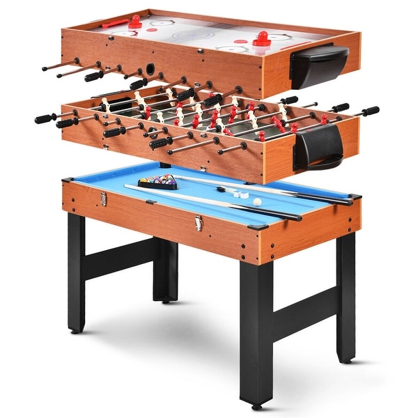 Costway 48'' 3-In-1 Multi Combo Game Table Foosball Soccer Billiards