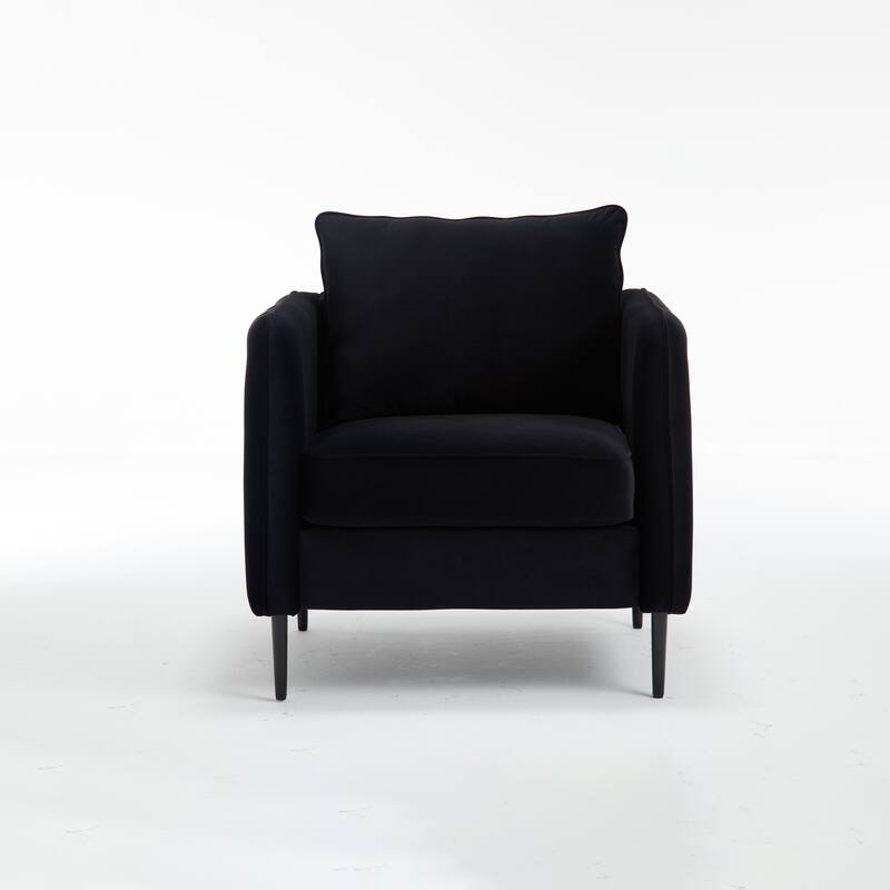 Mid-Century Modern Armchair with 1 Pillow and Metal Legs for Bedroom