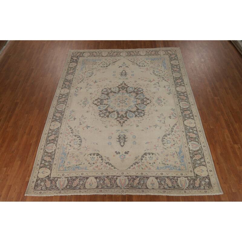 Floral Tabriz Persian Area Rug Handmade Traditional Wool Carpet - 8'3"x 10'10"